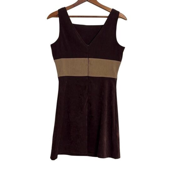 La Belle Square Neck Stretch Sleeveless Mini Sheath Dress Brown Size 7 - Picture 9 of 9